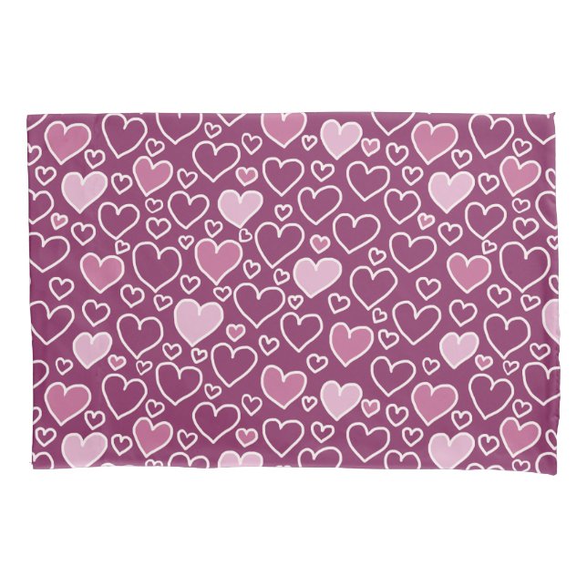 Pink and Purple Hearts Pillow Case (Front)