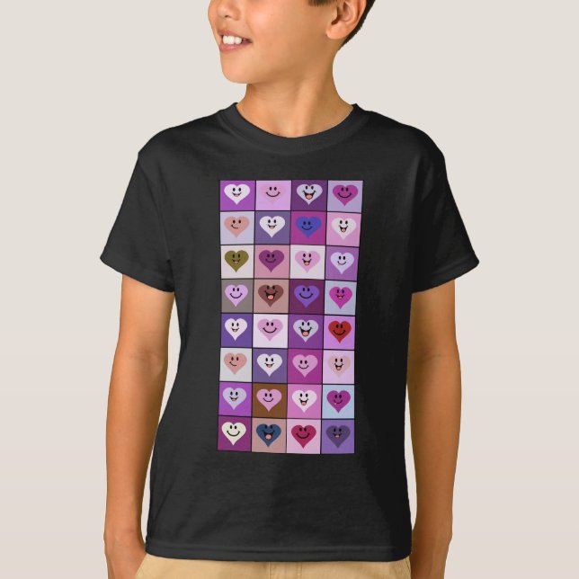 Pink and Purple Hearts T-Shirt (Front)