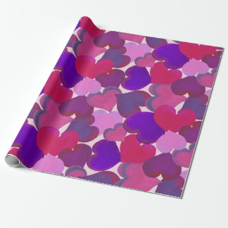 Pink and purple hearts wrapping paper