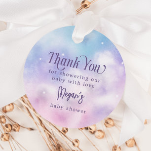 Pink and Purple Heaven Sent Baby Shower Favor Tags