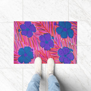 Pink and Purple Hibiscus Doormat