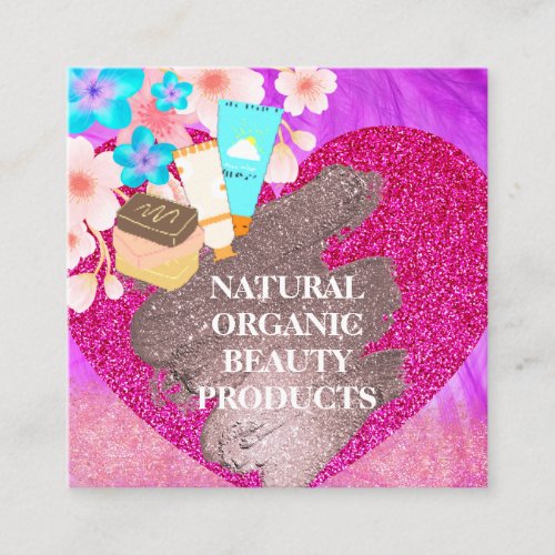 Pink And Purple Homemade Natural Skincare Products Square Business Card