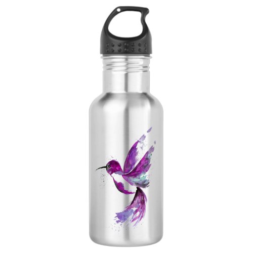 Pink and Purple Hummingbird Stainless Steel Water Bottle