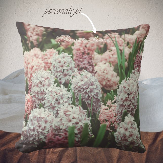 Pink and Purple Hyacinth in the Spring Garden Throw Pillow (Creator Uploaded)
