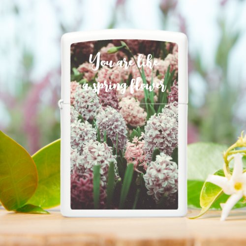 Pink and Purple Hyacinth in the Spring Garden Zippo Lighter
