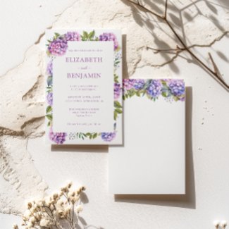 Pink and Purple Hydrangeas Watercolor Wedding