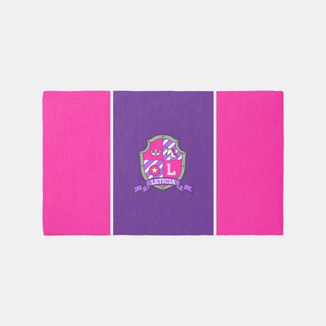 Pink and purple knights shield unicorn Rug (Front)