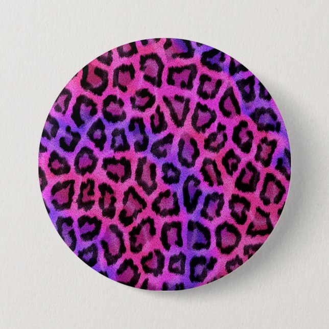 Pink and Purple Leopard Fur Spots Pattern Button (Front)