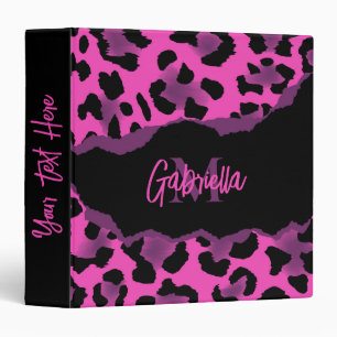 Pink and Purple Leopard Print 3 Ring Binder