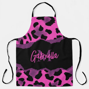 Pink and Purple Leopard Print Apron