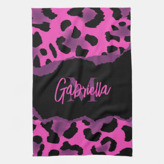 Pink and Purple Leopard Print Kitchen Towel