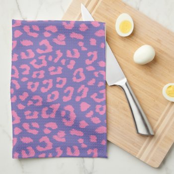 Pink And Purple Leopard Print Pattern Kitchen Towel by HoundandPartridge at Zazzle