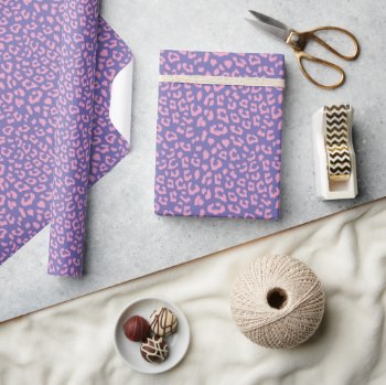 Pink And Purple Leopard Print Pattern Wrapping Paper by HoundandPartridge at Zazzle