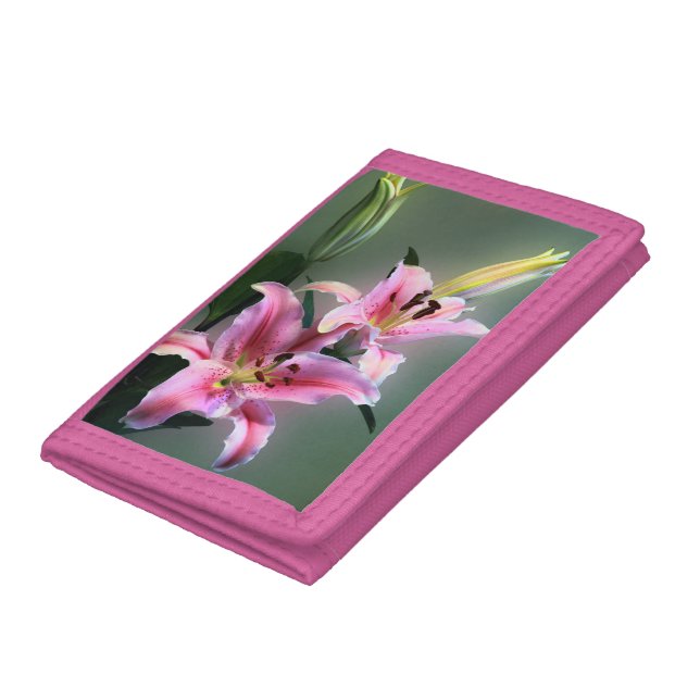 Pink and Purple Lily Flowers Trifold Wallet (Bottom)