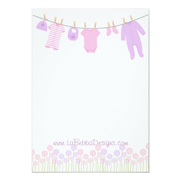 Pink And Purple Little Clothes Baby Sprinkle Invitation