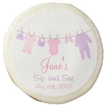 Pink And Purple Little Clothes Sip And See Sugar Cookie by LaBebbaDesigns at Zazzle