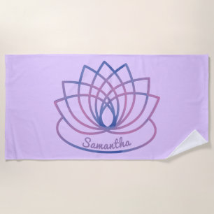 Pink and Purple Lotus Flower Beach Towel