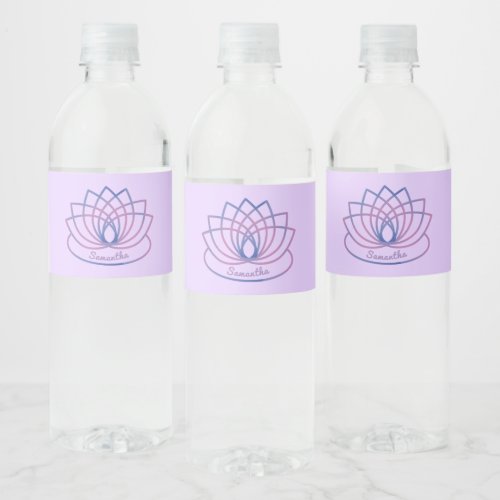 Pink and Purple  Lotus Flower Water Bottle Label