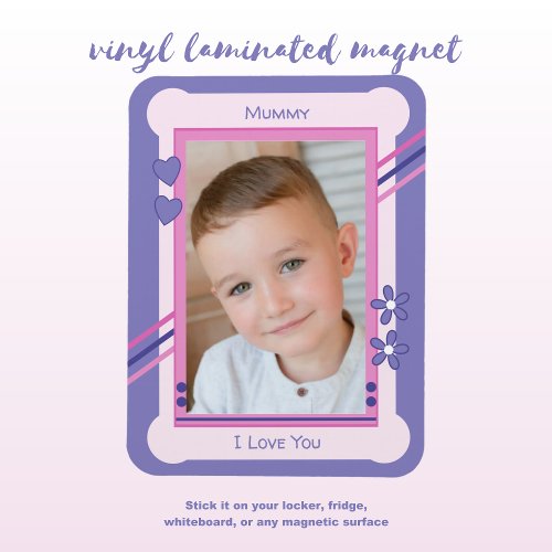 Pink and purple love you mummy photo magnet