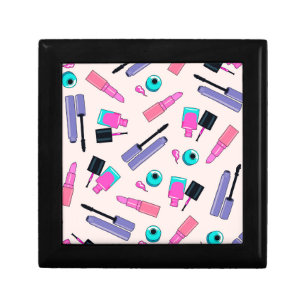 Pink and Purple Make Up Cosmetics Pattern Gift Box