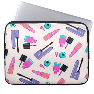 Pink and Purple Make Up Cosmetics Pattern Laptop Sleeve
