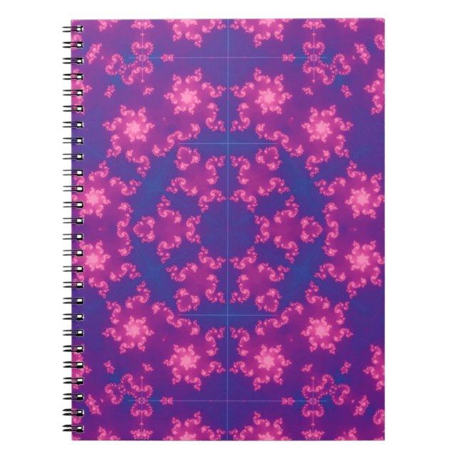 Pink and Purple Mandela Round Snowflakes Notebook (Front)