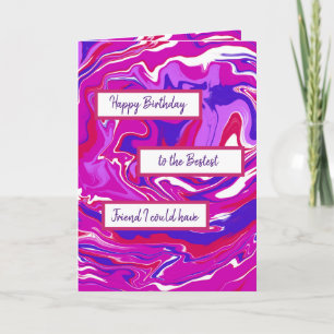 Pink and Purple Marble Art Happy Birthday Friend Card