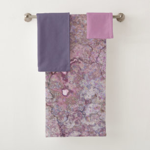 Pink and Purple Marble Bath Towel Set