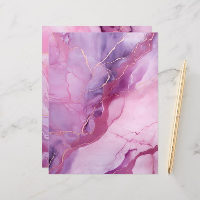 Pink and Purple Marble Scrapbook Paper Backgrounds (Front/Back In Situ)
