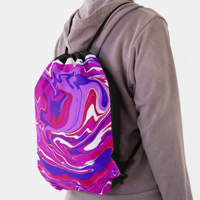 Pink and Purple Marble Swirls    Drawstring Bag (Insitu)