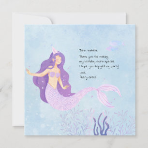 Pink and Purple Mermaid Birthday Thank You