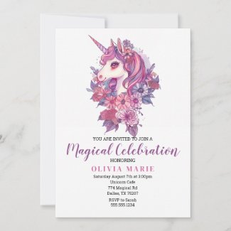 Pink and Purple Minimalist Unicorn Birthday