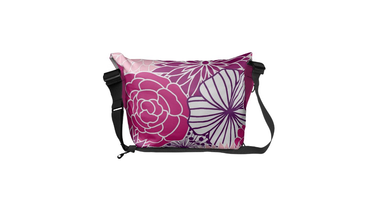 Pink and Purple Mod Floral Messenger Bag