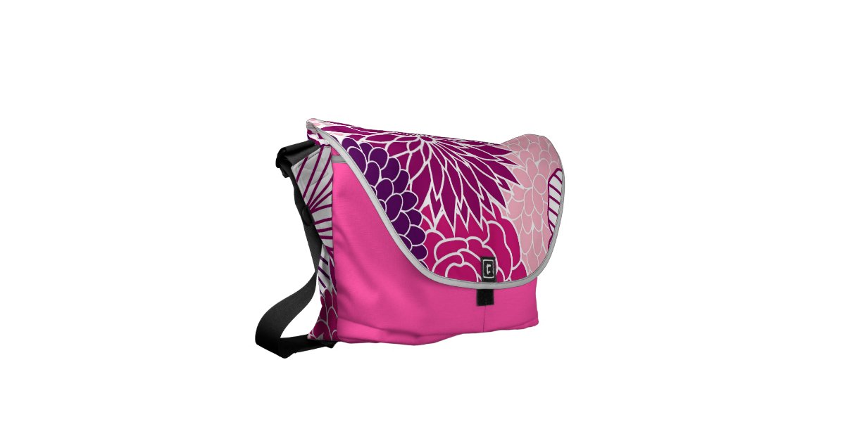 Pink and Purple Mod Floral Messenger Bag