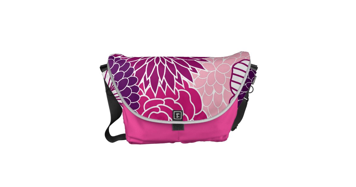 Pink and Purple Mod Floral Messenger Bag
