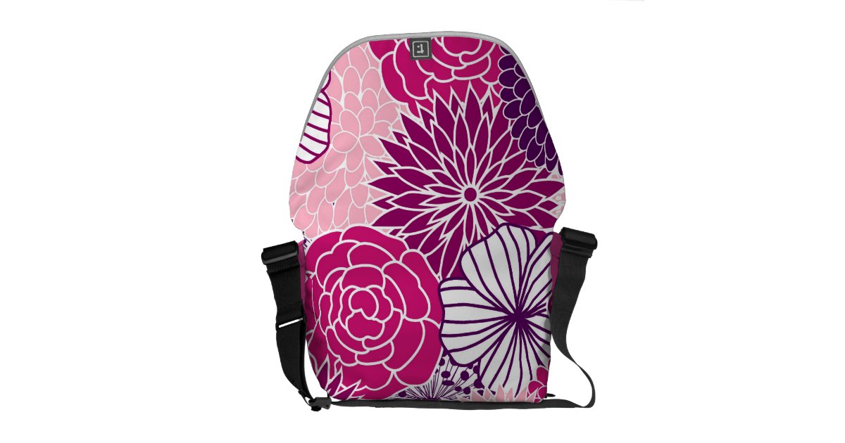 Pink and Purple Mod Floral Messenger Bag