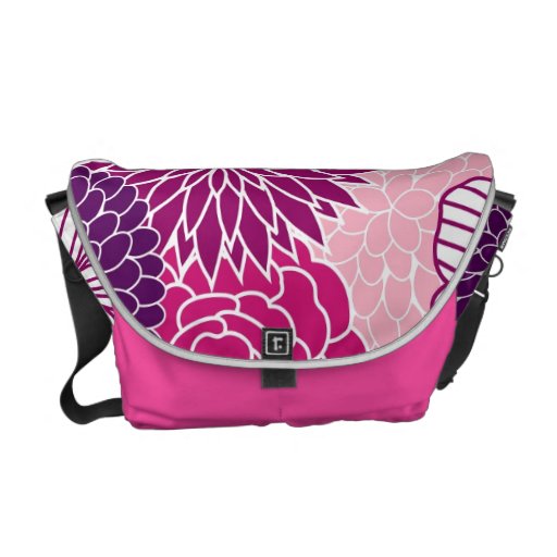 Pink and Purple Mod Floral Messenger Bags | Zazzle