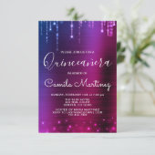 Pink and Purple Modern Quinceanera Party Invitation (Standing Front)