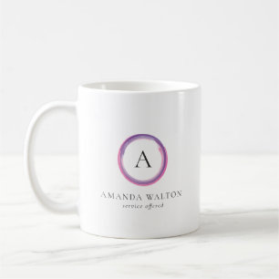 Pink and Purple Monogram Modern Business Coffee Mug
