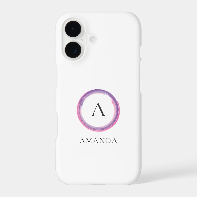 Pink and Purple Monogram Modern iPhone Case (Back)