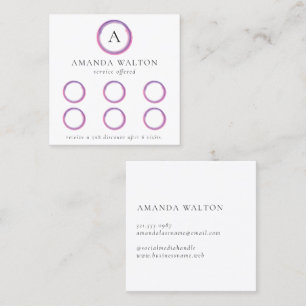 Pink and Purple Monogram Modern Loyalty Card