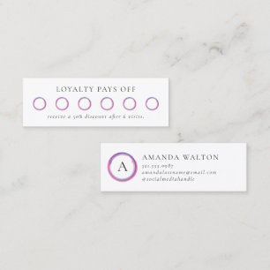 Pink and Purple Monogram Modern Loyalty Card