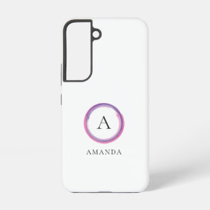 Pink and Purple Monogram Modern Samsung Galaxy S22 Case