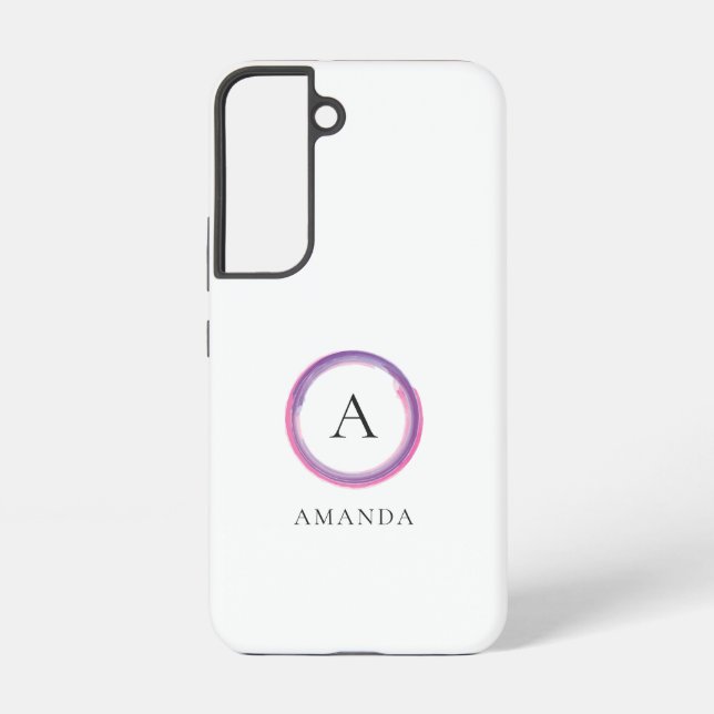 Pink and Purple Monogram Modern Samsung Galaxy Case (Back)
