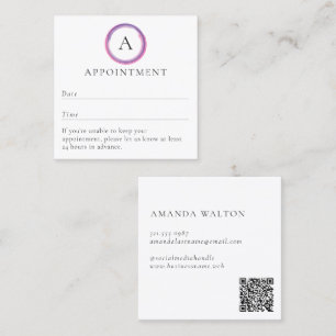 Pink and Purple Monogram QR Code Modern Appointment Card