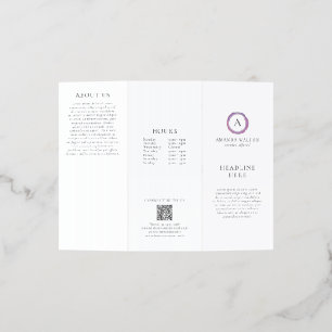 Pink and Purple Monogram QR Code Modern Business Brochure