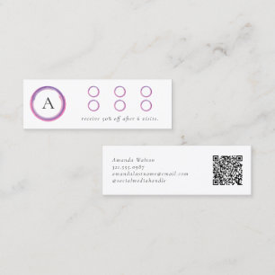 Pink and Purple Monogram QR Code Modern Loyalty Card
