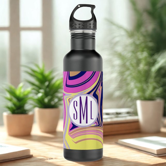 Pink and Purple Monogram Stainless Steel Water Bottle (Creator Uploaded)