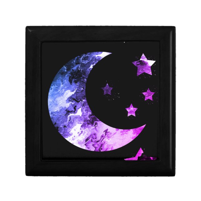 Pink and Purple, moon and stars, space themed- Gift Box (Front)