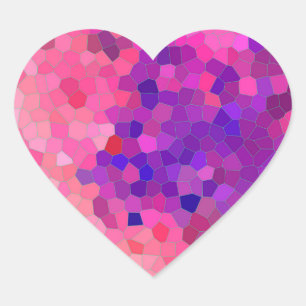 Pink and Purple Mosaic Pattern Heart Sticker